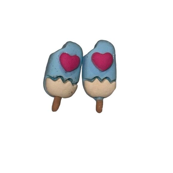 "NEW" Blue & Pink Popsicle Ice Cream Pierced Stud Earrings - Picture 1 of 6